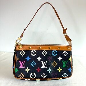 Louis Vuitton Monogram Multicolor Pochette Accessories Black.